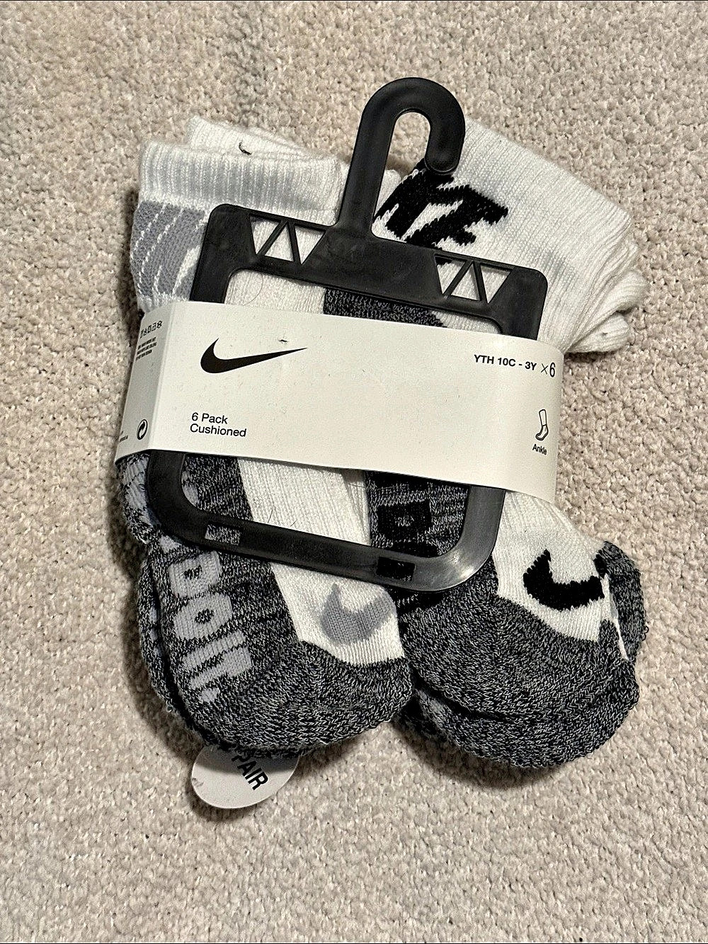 NWT Nike 6-Pair Ankle Socks Kids Size XS (10C - 3Y)